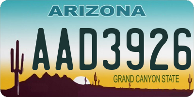 AZ license plate AAD3926