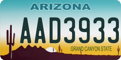 AZ license plate AAD3933