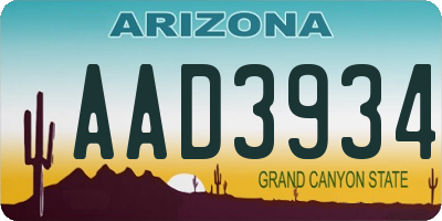 AZ license plate AAD3934