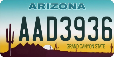 AZ license plate AAD3936