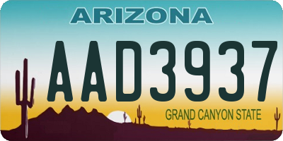 AZ license plate AAD3937