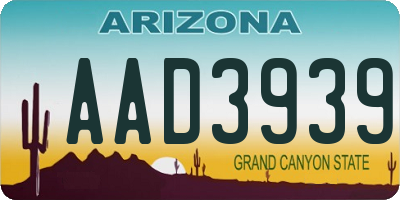 AZ license plate AAD3939