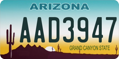 AZ license plate AAD3947