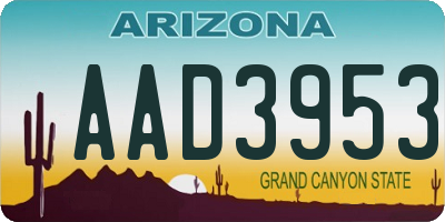 AZ license plate AAD3953