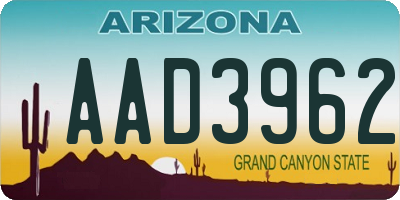 AZ license plate AAD3962