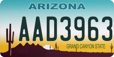 AZ license plate AAD3963