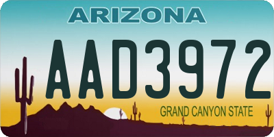 AZ license plate AAD3972