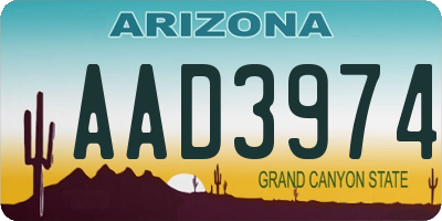 AZ license plate AAD3974