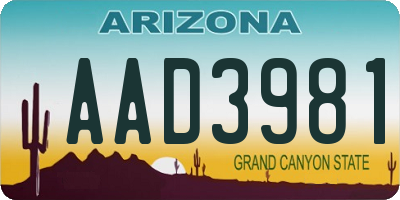 AZ license plate AAD3981