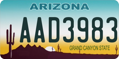 AZ license plate AAD3983