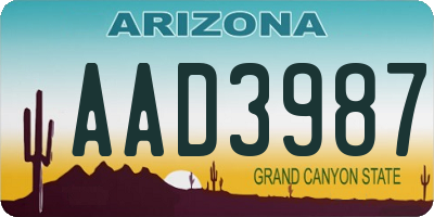 AZ license plate AAD3987