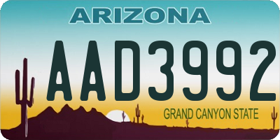 AZ license plate AAD3992