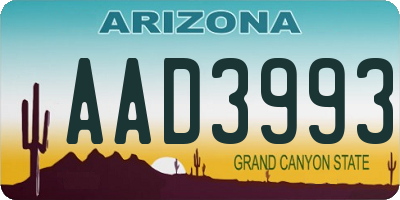 AZ license plate AAD3993