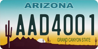 AZ license plate AAD4001