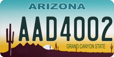 AZ license plate AAD4002