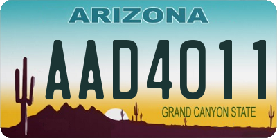 AZ license plate AAD4011