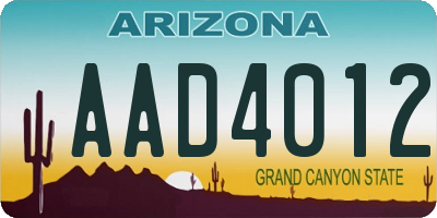 AZ license plate AAD4012