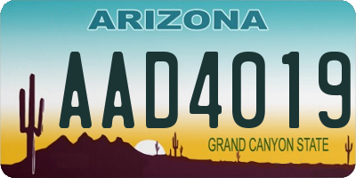 AZ license plate AAD4019