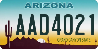 AZ license plate AAD4021