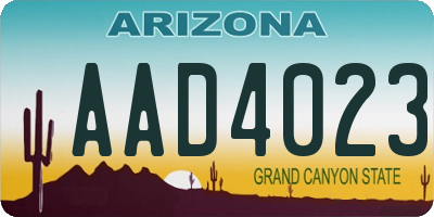 AZ license plate AAD4023