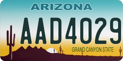 AZ license plate AAD4029