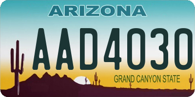 AZ license plate AAD4030