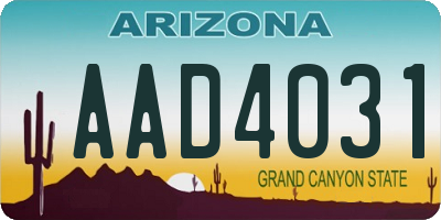 AZ license plate AAD4031