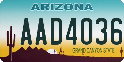 AZ license plate AAD4036