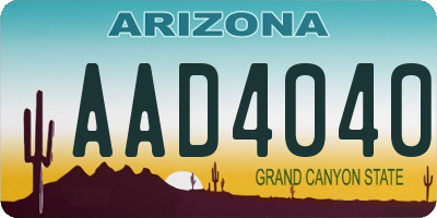 AZ license plate AAD4040