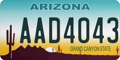 AZ license plate AAD4043