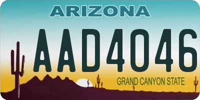 AZ license plate AAD4046