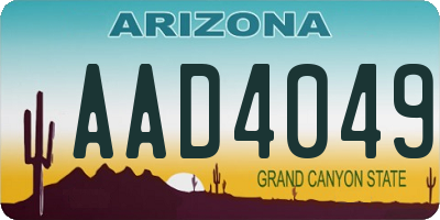 AZ license plate AAD4049