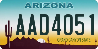 AZ license plate AAD4051