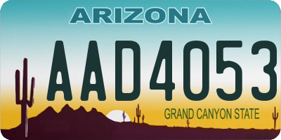 AZ license plate AAD4053