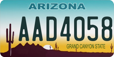 AZ license plate AAD4058