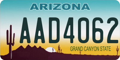 AZ license plate AAD4062