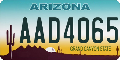AZ license plate AAD4065
