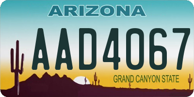 AZ license plate AAD4067