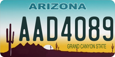 AZ license plate AAD4089