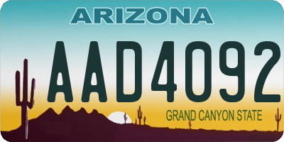 AZ license plate AAD4092