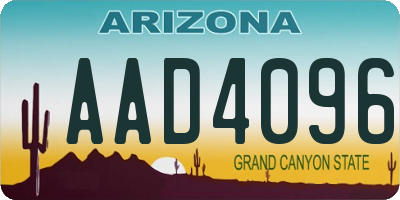 AZ license plate AAD4096
