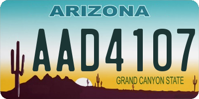 AZ license plate AAD4107