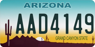 AZ license plate AAD4149