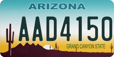 AZ license plate AAD4150