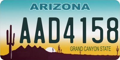 AZ license plate AAD4158