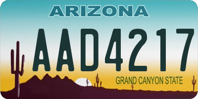 AZ license plate AAD4217