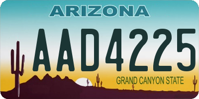AZ license plate AAD4225
