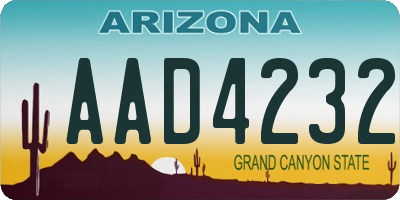 AZ license plate AAD4232