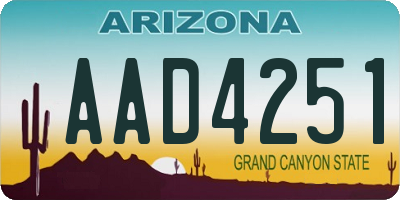 AZ license plate AAD4251