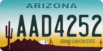 AZ license plate AAD4252